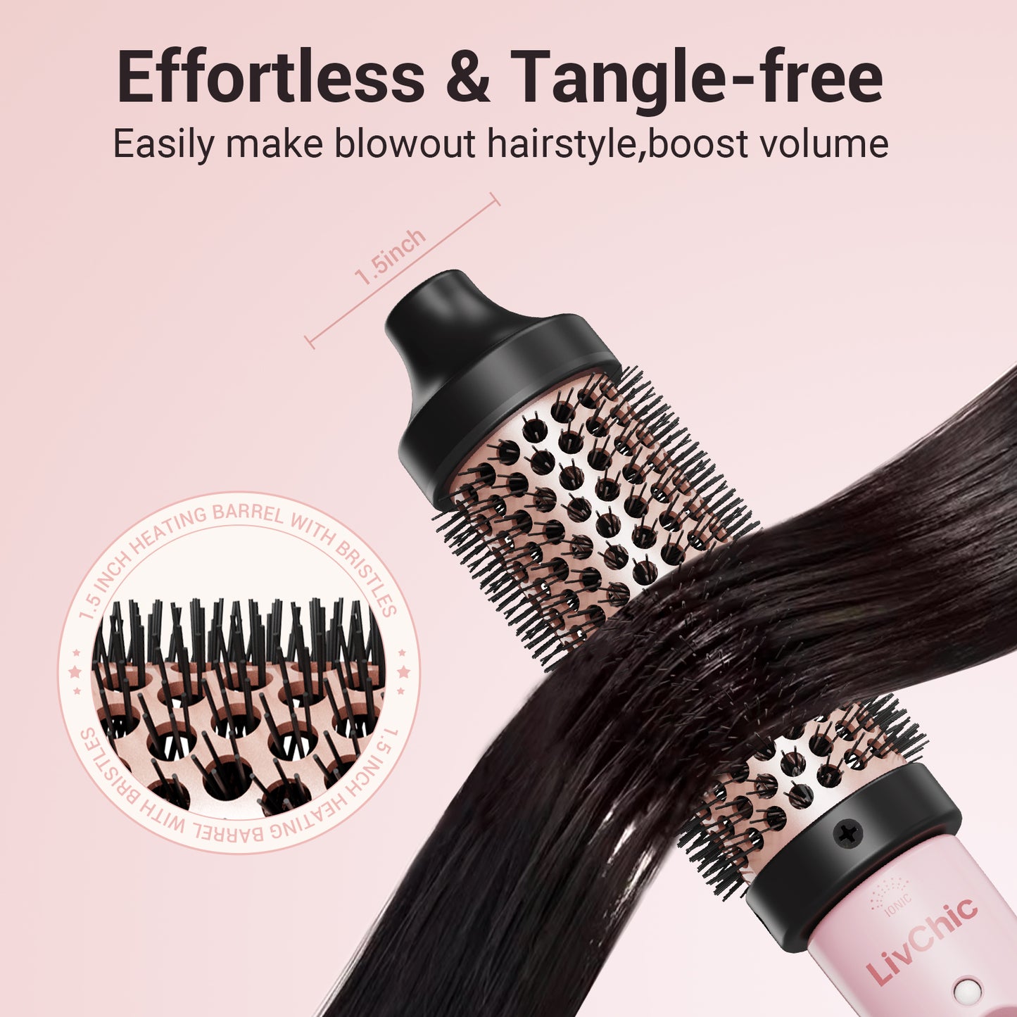 LivChic Thermal Brush 1 1/2 Inch Heated Round Brush Blowout look