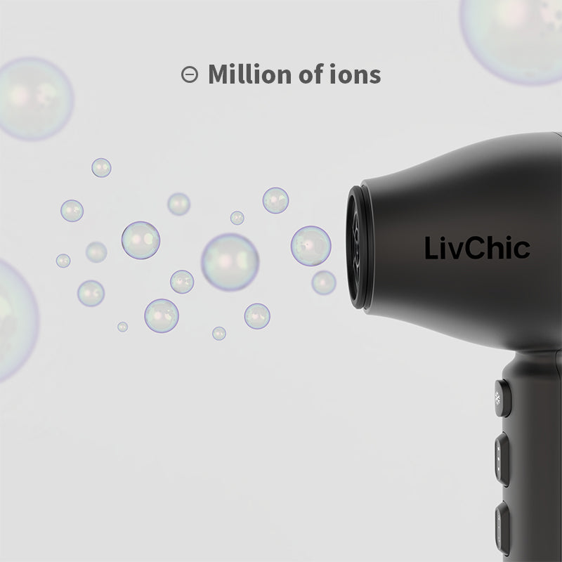 LivChic Professional Negative Ion Blow Dryer With High Powerful Strong Wind, Cold Settings With 1 Nozzles Lightweight