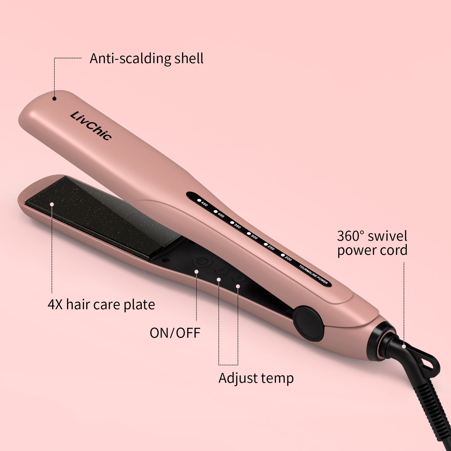 LivChic LS304 wide flat iron hair straightener (1.5 inch)